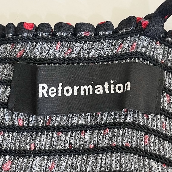 Reformation Talita Midi Dress Navy Blue and Red Tie Shoulders - Picture 13 of 15